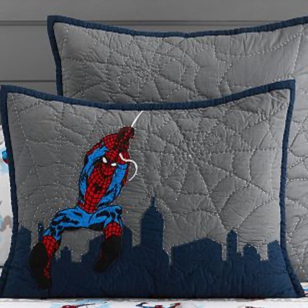 Pottery Barn K Gray and Blue Spider-Man 5 piece set